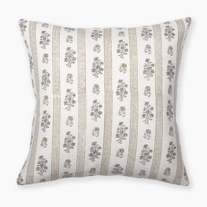 Cream floral and striped pillow cover - the Leighton from Colin + Finn