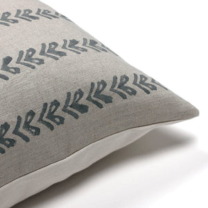 Corner of Blaine pillow cover showing the chevron block print details