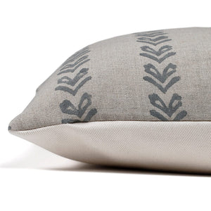 Side of Blaine pillow cover showing the front design and ivory cotton backing