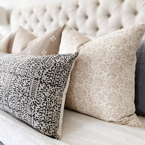 Side view of Madison long lumbar and Delilah pillow covers.