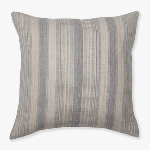 The Felicity pillow cover from Colin and Finn. A gray hemp handwoven stripe on a natural fabric