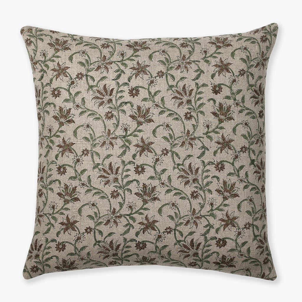 Forrest pillow cover with a green and brown vine floral motif from Colin and Finn