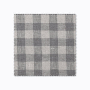 Maxwell fabric swatch from Colin and Finn. Gray plaid