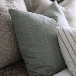 Closeup of the new pillow from Colin + Finn, Allister