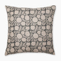 A square decorative pillow with an intricate floral pattern. The design features beige flowers and leaves on a dark background, creating an elegant and detailed texture. Callum Pillow Cover's edges are clean and simple, enhancing its refined appearance.