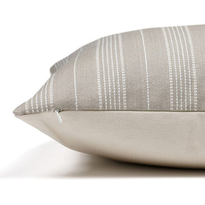Side view of the Dayson pillow cover showcasing its solid ivory backing and invisible zipper for added convenience from Colin and Finn.