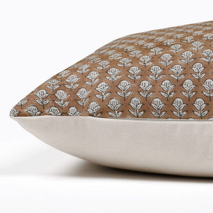 The side of a brown pillow with white flowers - the Emery Pillow Cover from Colin + Finn 