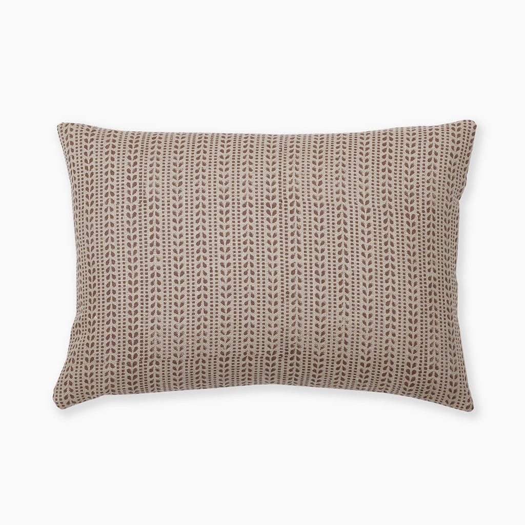 Discover the elegance of the Ester Pillow Cover by Colin and Finn, featuring a stunning floral motif on natural flax linen. Elevate your decor with this exquisite piece. [Overhead flat lay image of the pillow cover on a white background]