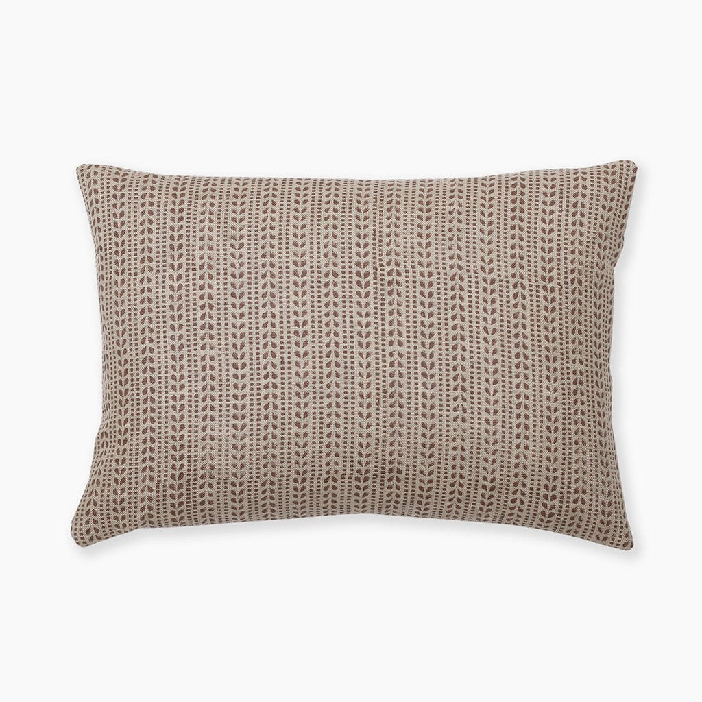 Discover the elegance of the Ester Pillow Cover by Colin and Finn, featuring a stunning floral motif on natural flax linen. Elevate your decor with this exquisite piece. [Overhead flat lay image of the pillow cover on a white background]