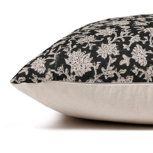 Side of the black pillow with cream florals - Side of the Felix Pillow Cover from Colin + Finn