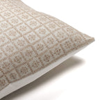 Close-up view of the upper corner of Colin and Finn's Georgia Pillow Cover, showcasing intricate details.