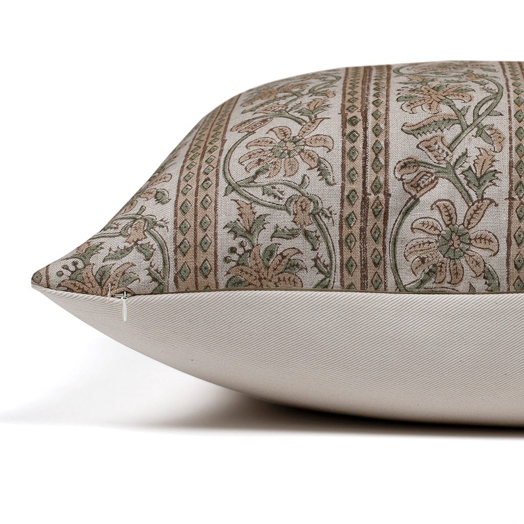 Side of the beige floral pillow - the Isabelle pillow cover from Colin + Finn