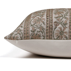 Side of the beige floral pillow - the Isabelle pillow cover from Colin + Finn