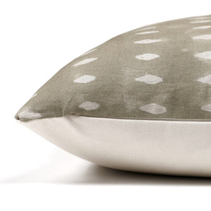 Side view of Colin and Finn's Lee Pillow Cover, revealing the solid ivory backing and invisible zipper, a testament to its quality construction.