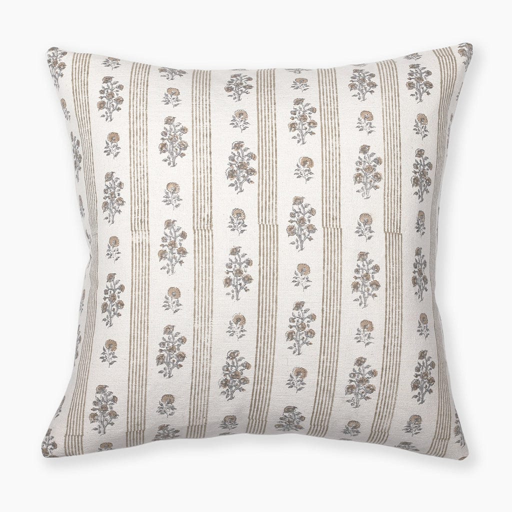 Cream floral and striped pillow cover - the Leighton from Colin + Finn 