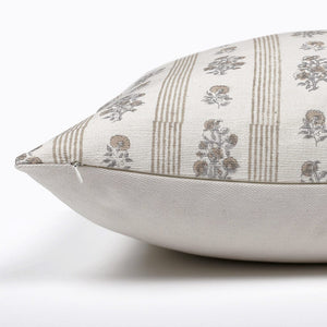 Side of the cream floral and striped pillow cover - the Leighton from Colin + Finn 