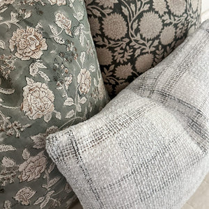 Overhead view of Lenora, Callum, and Tobias lumbar pillow covers from Colin and Finn.