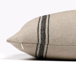 Side view of Maverick pillow cover from Colin and Finn showing invisible zipper separating front and back textiles.