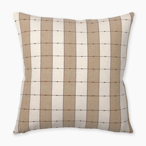 Prescott pillow cover from Colin and Finn with ivory, brown, and taupe stripes.