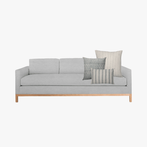 Light gray sofa with Colin and Finn's Ava pillow combination with Winston, Eloise, and Blaine lumbar pillow covers.