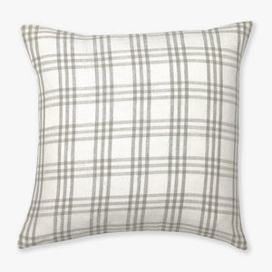 Bailey pillow cover that is a warm gray plaid woven in linen from Colin and Finn