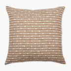 Bardot pillow cover by Colin and Finn. burlap brown with horizontal white woven stripes
