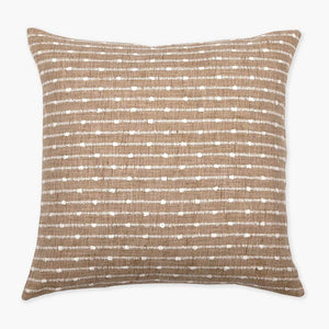Bardot pillow cover by Colin and Finn. burlap brown with horizontal white woven stripes