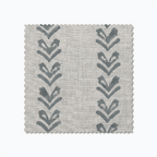 Blaine fabric swatch from Colin and Finn. Blue arrows on a gray fabric