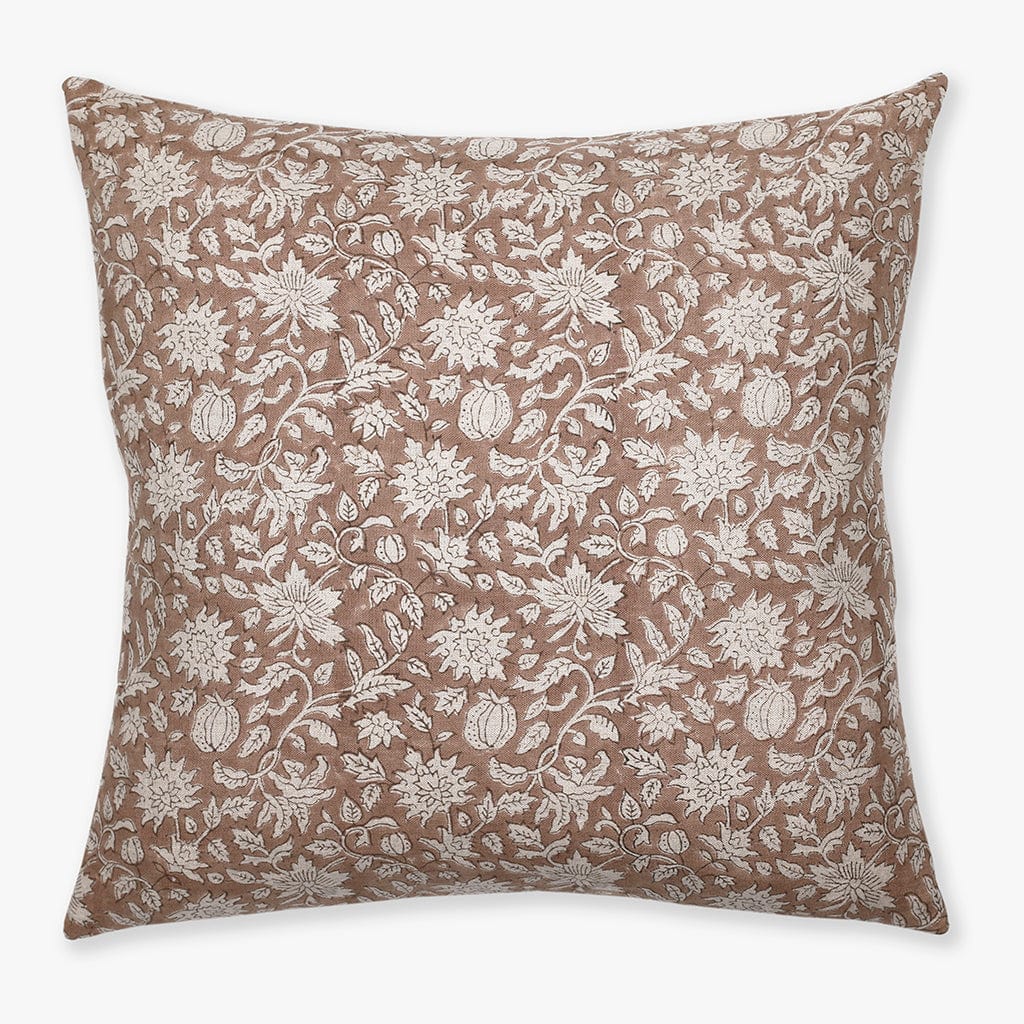 Eleanor in Natural pillow cover with a rust block print pattern from Colin and Finn