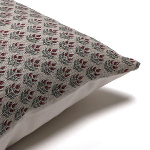 Corner of the Ella pillow cover showing details of the floral print