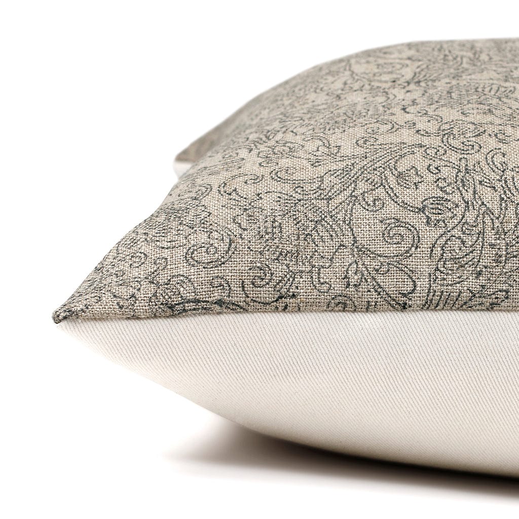 Side of the Fitz pillow cover showing the ivory cotton backing