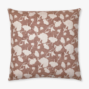 Florence pillow cover from Colin and Finn showing a blush floral print on a natural linen backdrop.