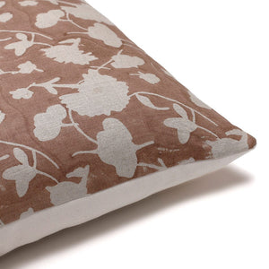 Upper corner of Colin and Finn's Florence pillow cover on a white backdrop.