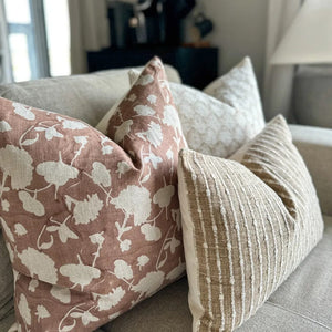 Closeup view of Jade, Florence, and Bardot lumbar pillows.