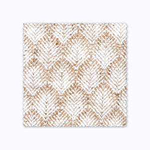 Jade fabric swatch from Colin and Finn. White and Tan feathered pattern