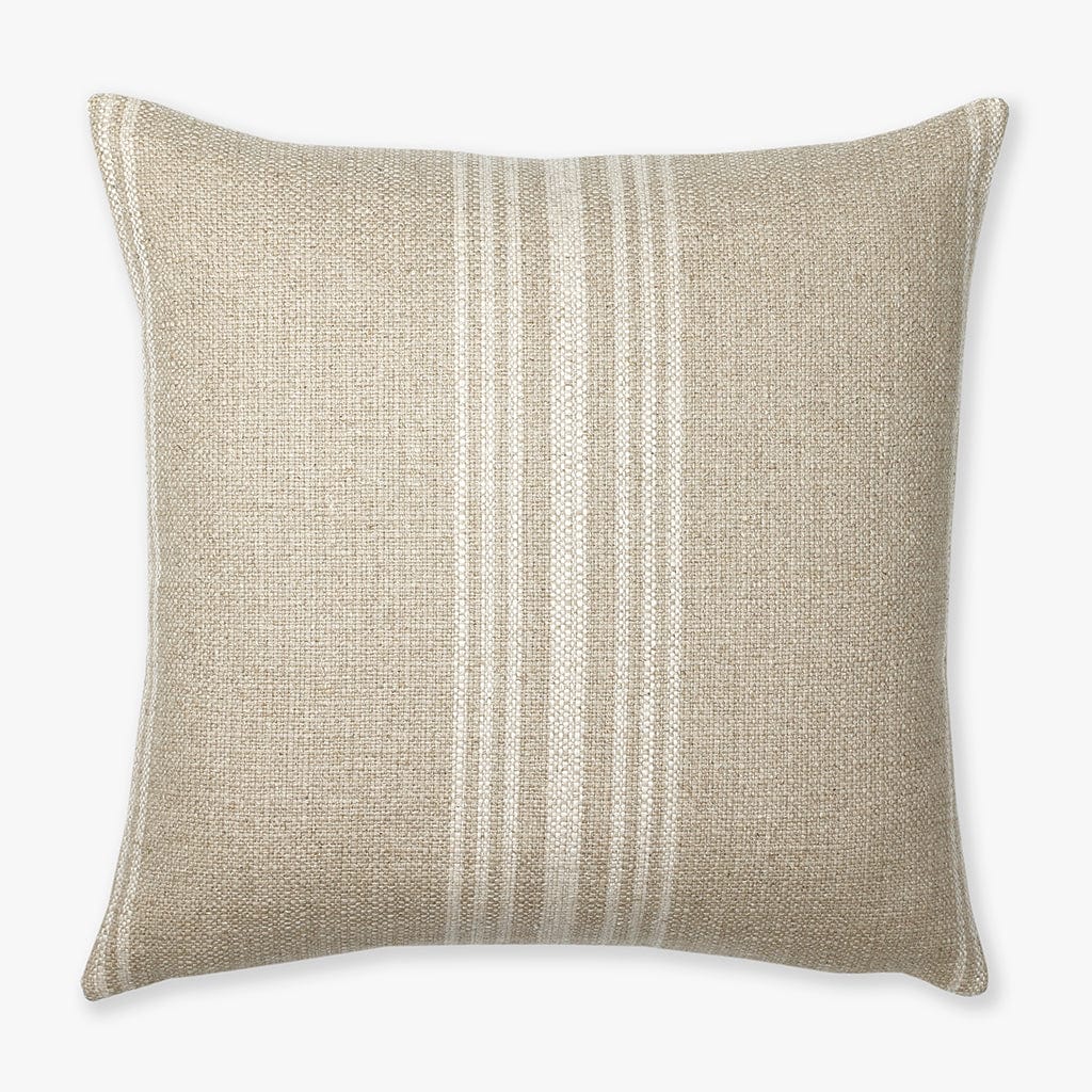 Kinsey pillow cover from Colin and Finn. A taupe color with a light oatmeal color stripe pattern
