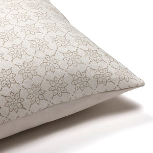 Upper corner of the Livvy pillow cover from Colin and Finn on a white background.