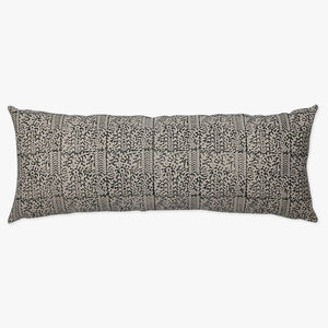 Madison extra long lumbar pillow cover with a hand-block print on heavyweight linen