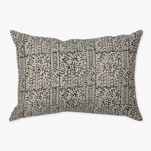 Madison lumbar pillow cover from Colin and Finn that's natural linen and black block print in aztec style.