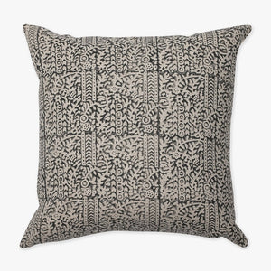 Madison pillow cover from Colin and Finn that's natural linen and black aztec block print on a white background.