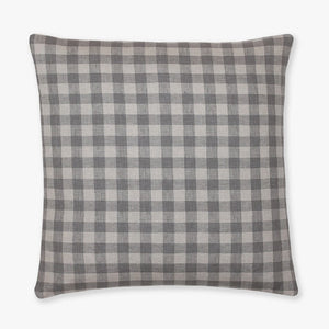 Maxwell pillow cover from Colin and Finn with gray, blue large gingham print.