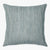 Quinn pillow cover from Colin and Finn. taupe and blue vertical stripes going across entire pillow cover on a white background.