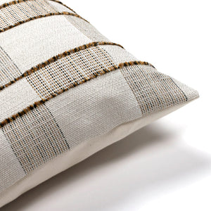 Corner of the Royce pillow cover showing the fringe line detailing