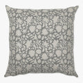 Colin and Finn Sawyer pillow cover featuring a charcoal gray indian floral blockprint design