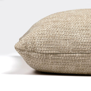 Side view of Weston pillow cover from Colin and Finn showing invisible zipper and same fabric on front and back of pillow.